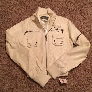 Paper denim and cloth pleather jacket